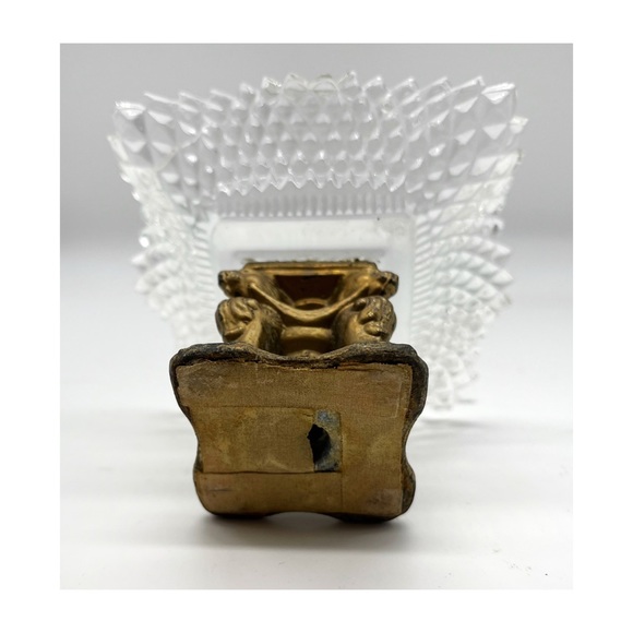 Vintage Clear Glass Art Deco Dis Candy or Nut Dish Diamond Point Glass Pattern - Picture 4 of 4